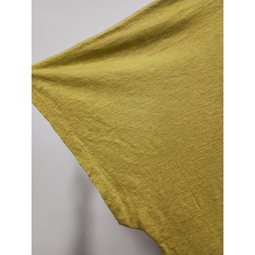 Chalet Linen Blend Lagenlook Top Womens Large Yellow Cowl Neck Short Sleeve - Picture 7 of 7